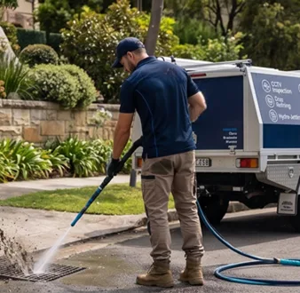Plumber tracing a drain smell in Annandale